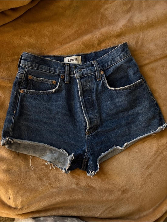 Agolde Pants - AGOLDE Dark Indigo High-Rise Cutoff Jean Shorts